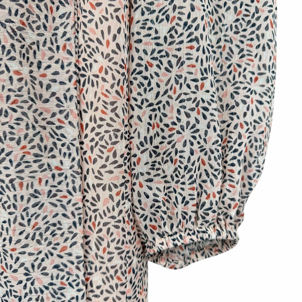 BCBGeneration Blush Floral Chiffon Metallic Neck Tie Long Sleeve Mini Dress - Picture 6 of 10